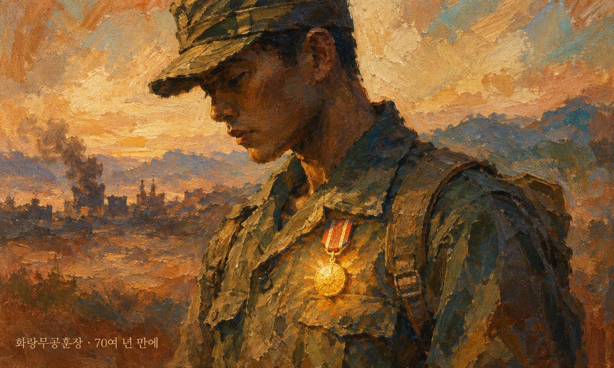 70여년 만에 돌아온 화랑무공훈장…고창군, 고 김만순 상병 유가족에 전수
